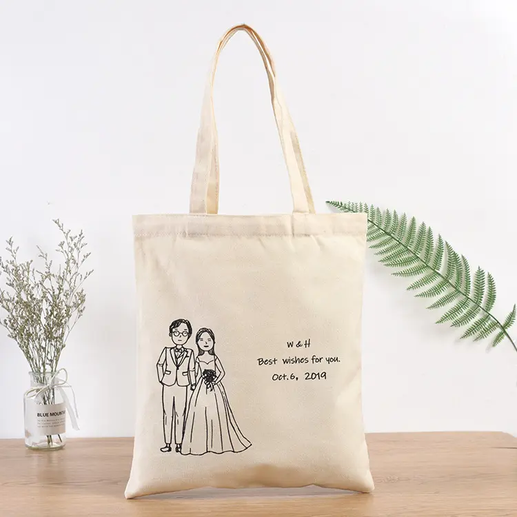Небольшой минимальный заказ, оптовая продажа, недорогие многоразовые сумки для покупок с индивидуальным логотипом, белые холщовые сумки для подружки невесты, сумка-тоут для свадьбы