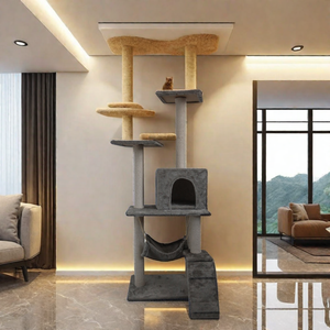 Produttore all'ingrosso albero gatto Sisal peluche corto con amaca Design stabile per i gatti - Product Image 3