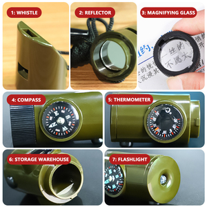 Ironoutdoor açık kamp pusula cankurtaran 7-in-1 çok fonksiyonlu cankurtaran pusula büyüteç Torch Therm Whistl - Product Image 2