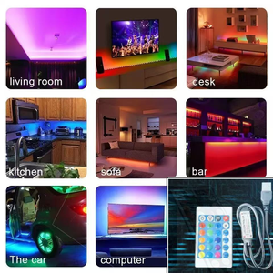 แถบไฟ LED RGB 5V 60LED /m พร้อม USB 24-Key รีโมทคอนโทรลอินฟราเรด/รีโมทคอนโทรลแถบไฟ LED RGB บลูทูธ - Product Image 6
