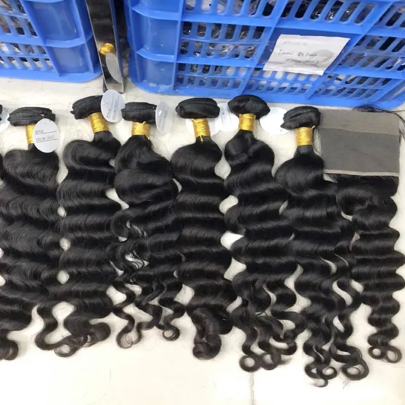 Высококачественные пряди волос с полным наконечником от одного донора, пряди необработанных волос, настоящие перуанские натуральные волосы, свободные глубокие волны