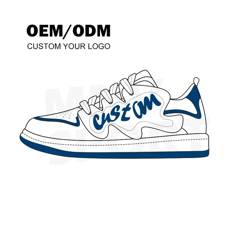 Özel erkek Sneakers OEM logo basketbol tarzı rahat spor adam beyaz siyah ayakkabı ayakkabı özelleştirilmiş