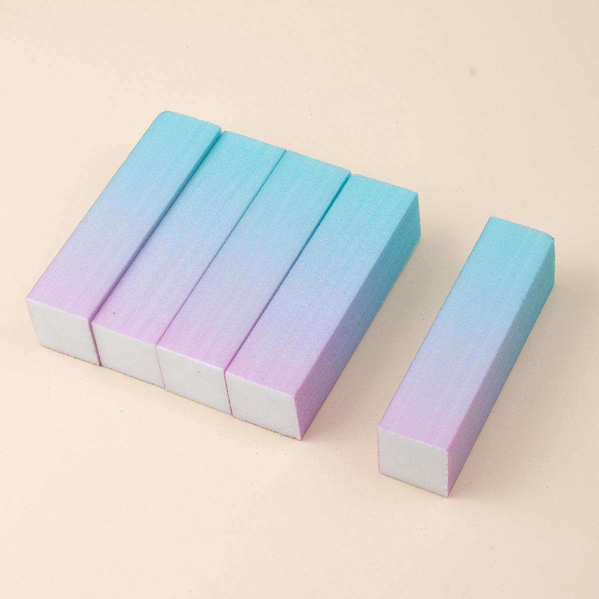 5ชิ้นสีเขียวและสีม่วงไล่ระดับสี