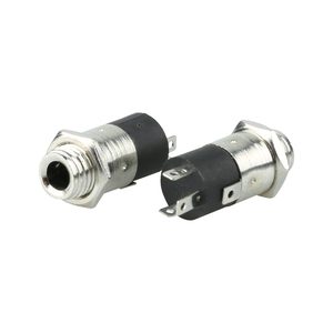 直角2.1x5.5mmパネルマウントコネクタDCパワージャック2.0mm真鍮センターピンステンレス鋼ハウジングねじオーディオジャック - Product Image 2
