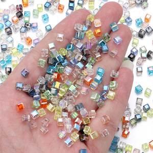 SOJI Wholesale Glass 4mm 6mm 8mm Crystal <strong>Beads</strong> with Hole Colorful Square Cube Sugar <strong>Beads</strong> for DIY Jewelry Making - Product Image 4