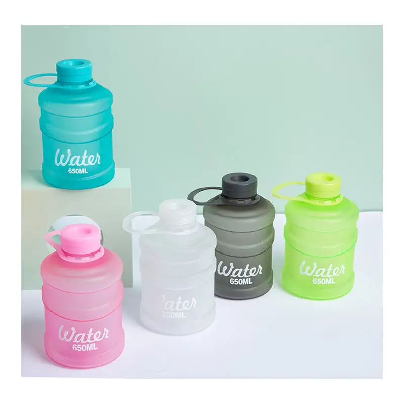 Botella de agua de plástico de 650ml, botella de agua fría para niños de verano sin BPA con tapa