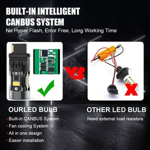 Lanceko Canbus หลอดไฟ LED CB7ขนาด3156 P27W, มีไฟสัญญาณเลี้ยว28W 2500LM ไม่มีไฟไฮเปอร์แฟลชสำหรับรถยนต์รถจักรยานยนต์ - Product Image 4