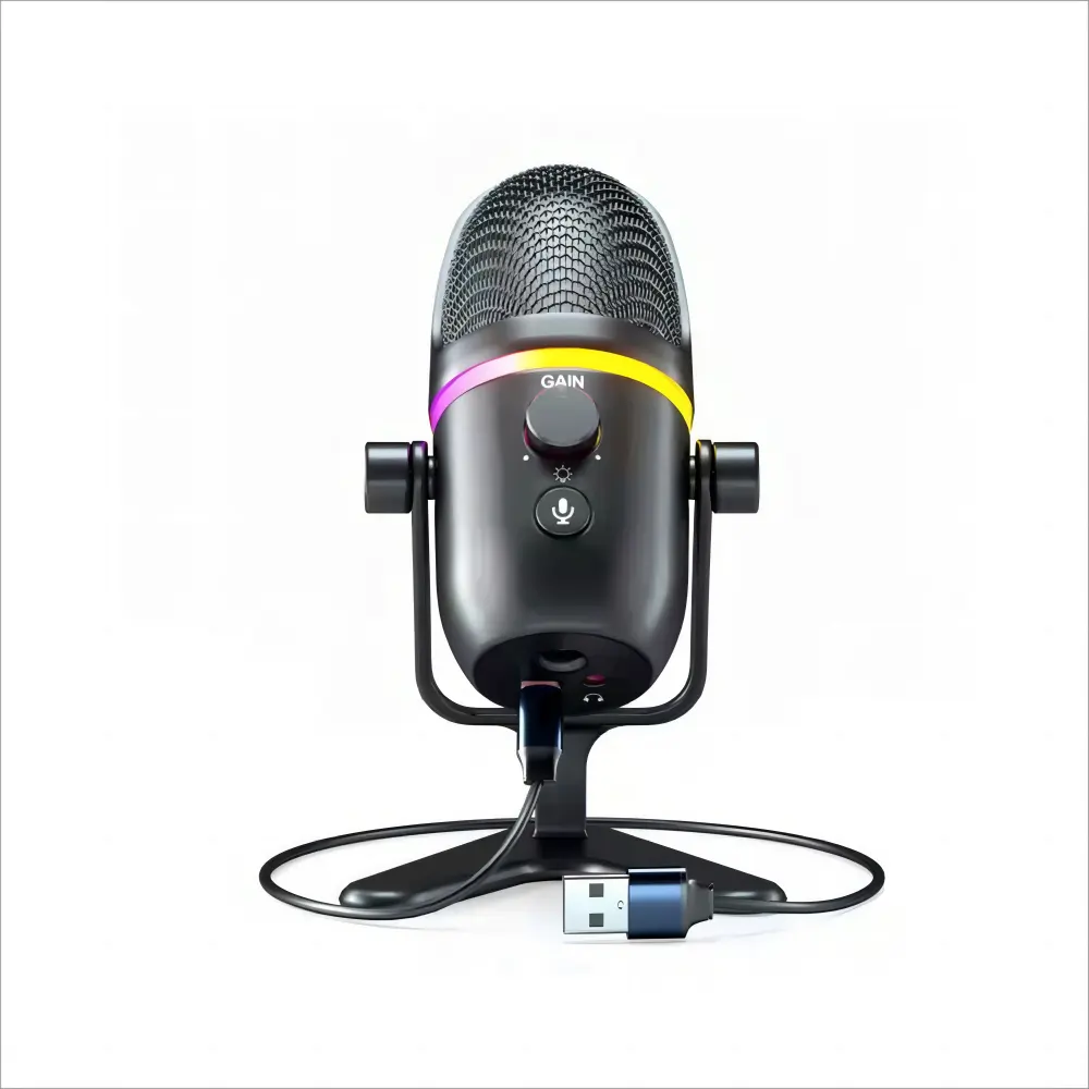 Microphone filaire USB Lumière RVB Microphone à col de cygne pour ordinateur PC pour Skype YouTube Facebook enregistrement réunion podcast