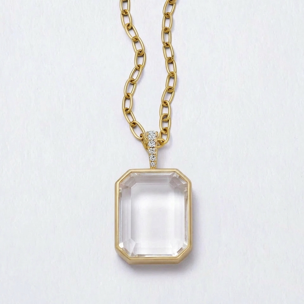 Collier trombone boîte carrée-boîte vide en or
