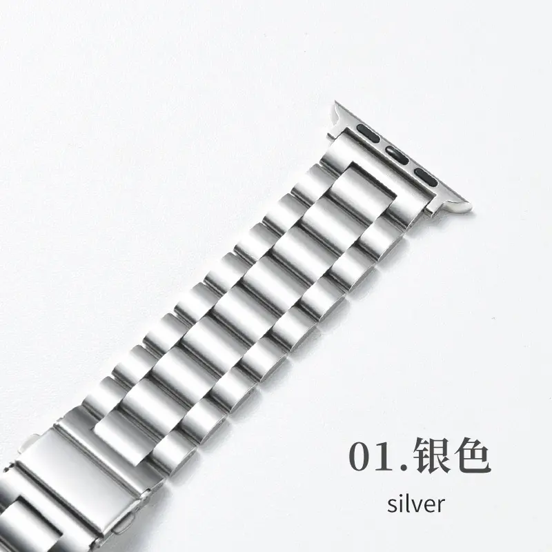 Tri-bead metal band Samsung Watch8 Huawei GT3 solid stainless steel band for Apple iWatch