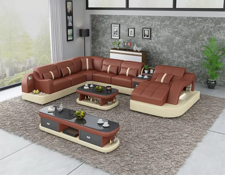 Ensemble de canapés en cuir meubles de rangement modulaires avec chambre salon coin canapés inclinables en cuir canapés modernes