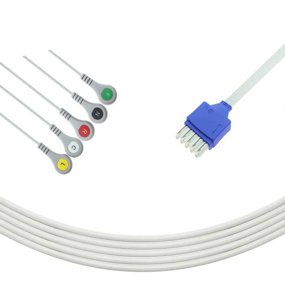 Câble compatible Philipss HeartStart MRx/M3536A jetable IEC Snap 5 fils ECG Leadwire