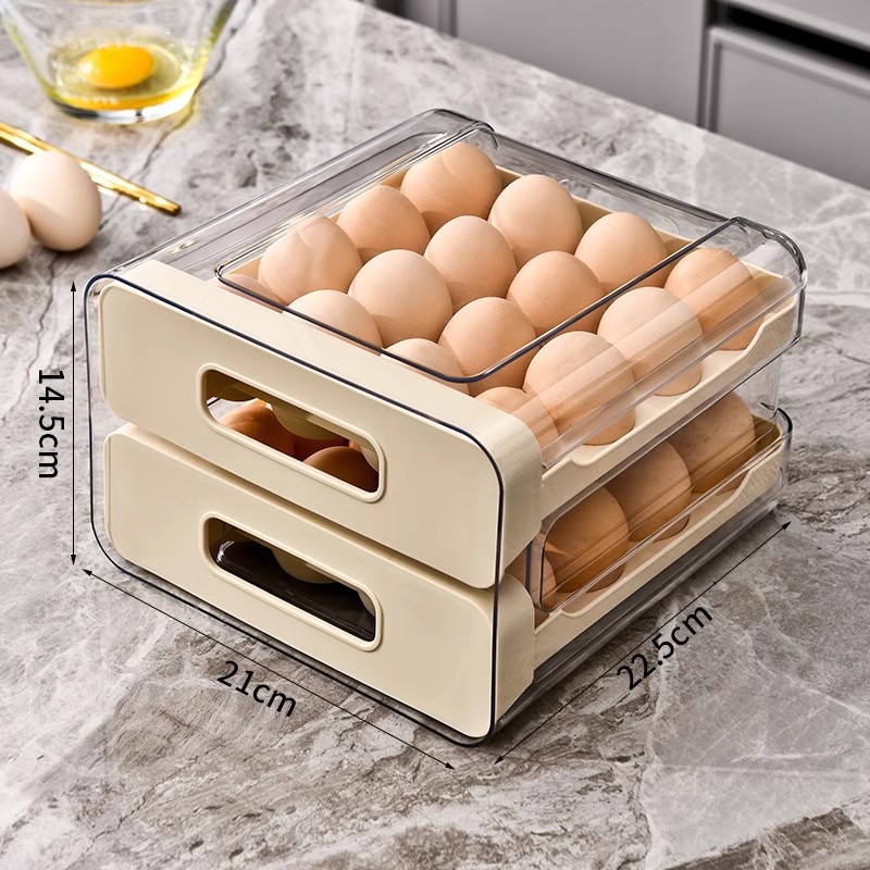Pastelería de dos niveles tipo cajón color crema (capacidad para 32 piezas)