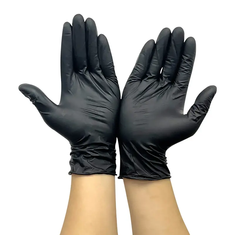 Benutzer definierte 23Cm Black Nitrile Coated Handschuhe Puder frei