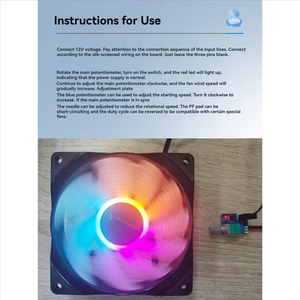 DC12V Single Channel <strong>PWM</strong> Fan Control Module Speed <strong>Controller</strong> with Wire and Switch 4-pin Low Power - Product Image 5