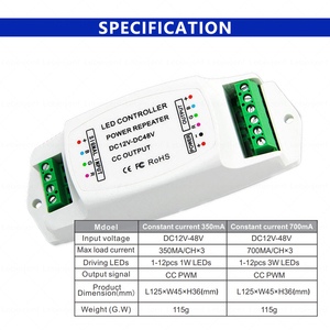 ใหม่โคมไฟ RGB ลูกปัด DC 12-48V 700mA 350mA นำแรงดันไฟฟ้าต่ำกระแสคงที่เครื่องขยายสัญญาณ repeater 3ช่องสัญญาณ PWM - Product Image 6