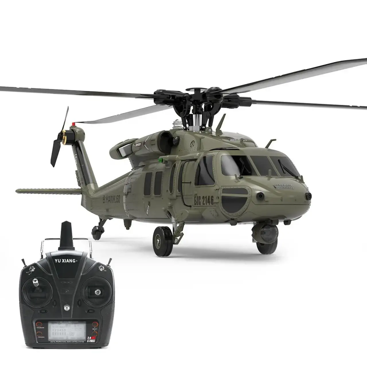 Pesawat Rc simulasi nyata F09 UH60 Black Hawk Flybarless RC helikopter 6 CH 1/47 skala untuk hobi pribadi mainan versi mandiri