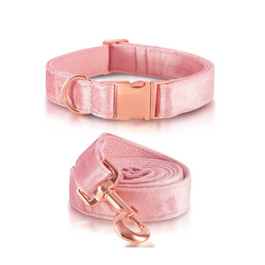 Juego de collares y correas de terciopelo para gatos, color rosa y negro, personalizado, suave, de clase alta, de lujo - Product Image 1