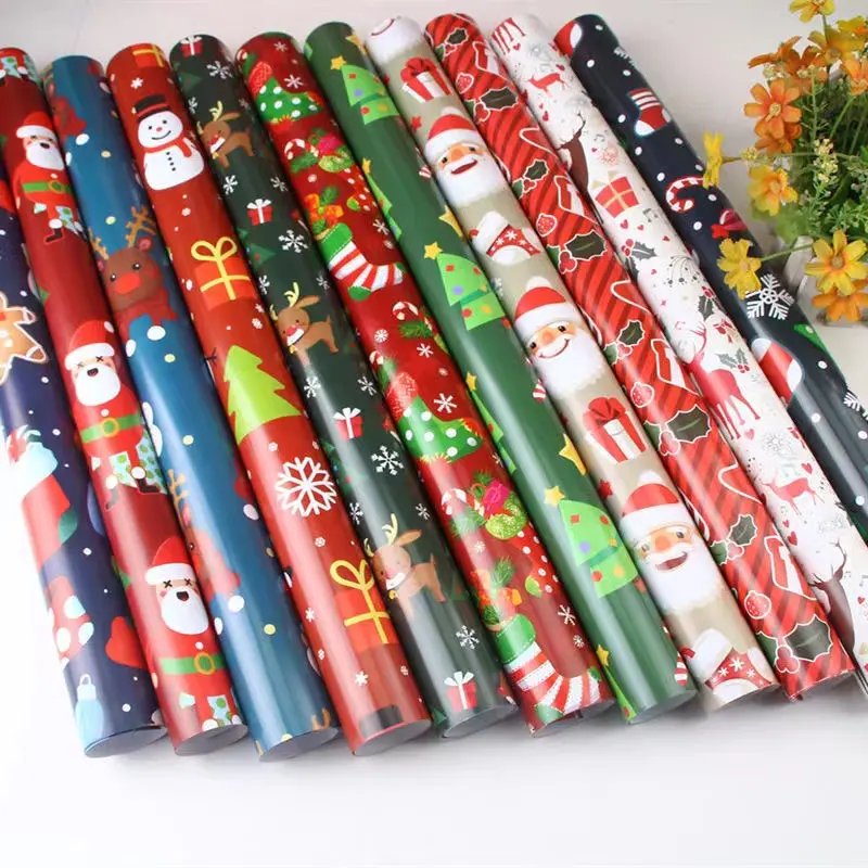 Rollo de papel tisú personalizado al por mayor, papel de regalo para envolver flores con impresión personalizada, papel de regalo floral de Navidad