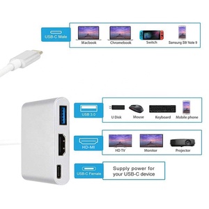 HDTV <strong>Type</strong> <strong>C</strong> 3 in 1 Charger Converter <strong>USB</strong> <strong>C</strong> Multiport <strong>Adapter</strong> With PD Port - Product Image 3