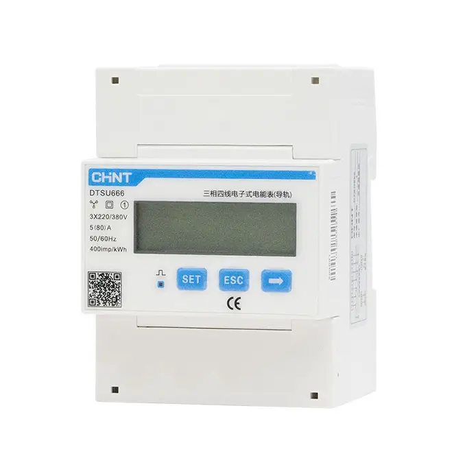 Chint DTSU666 80A 220V 230V 380V 4P LCD RS485 MODBUS İngilizce sürüm veya çin CHNT güç monitör üç fazlı akıllı metre