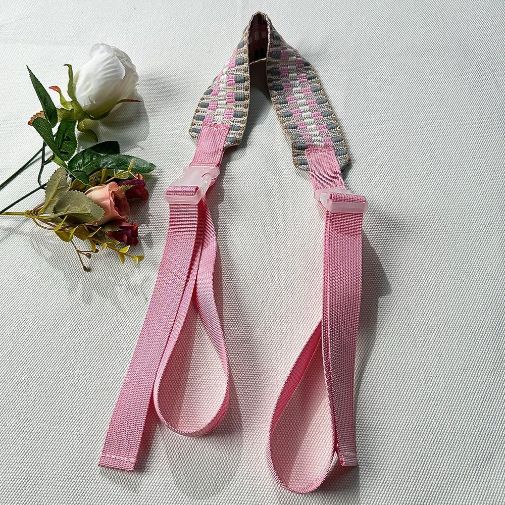 สายสะพายไหล่กว้างผ้าแจ็คการ์ดสีชมพู