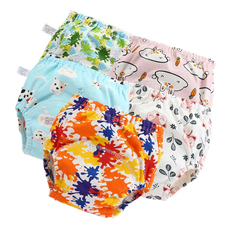6-слойные водонепроницаемые многоразовые хлопковые тренировочные штаны для мальчиков и девочек, нижнее белье для младенцев, тканевые подгузники для малышей, трусики