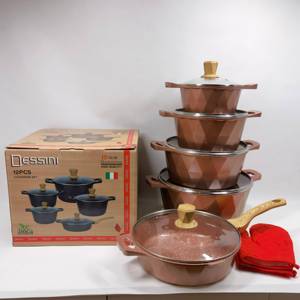 Dessini <strong>12</strong>-Piece Classic Style Cookware <strong>Set</strong> Marble Ceramic Coating Eco-Friendly Kitchenware for Home Cooking Metal Material - Product Image 1