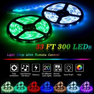 Светодиодная лента RGB 5050 SMD гибкая лента неоновая светодиодная Диодная лента 5 м 10 м 15 м Светодиодная лента Fita 12 В + пульт дистанционного управления + переходник - Product Image 5