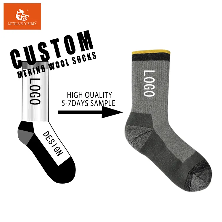 Высококачественные мужские шерстяные спортивные носки с индивидуальным логотипом зимние носки шерстяные носки