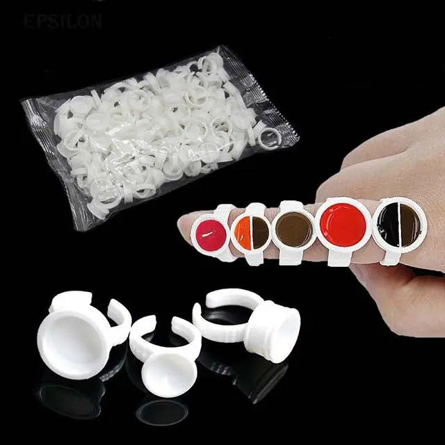 Epsilon White segmentation Tattoo Supplies Permanent Makeup Plastic Ring/Ink Tattoo Cups Set Wholesale