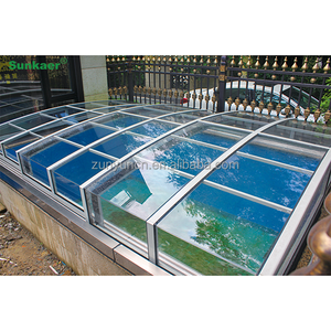 低价坚固稳定的室外日光室可伸缩泳池盖聚碳酸酯游泳池外壳 - Product Image 4