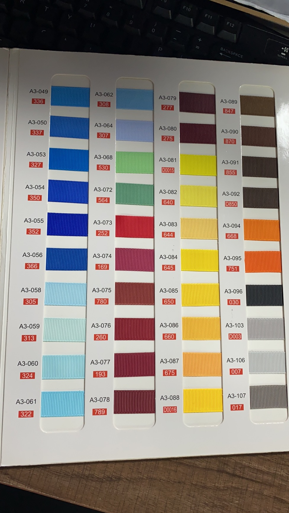 ¿B) 196 colores, por favor, tenga en cuenta qué color # usted necesita?