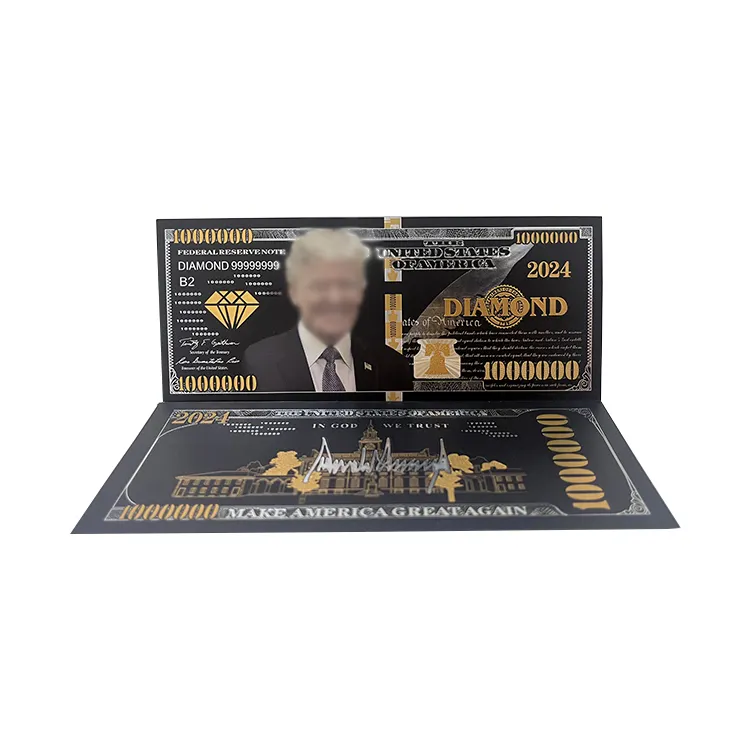Metall handwerk Vergoldetes Material Ehemaliger US-Präsident Gedruckt 1000 10000 USA Geldschein Wasserdicht 24 Karat Gold Schwarz folie Banknote