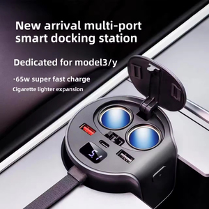 带蓝牙<span class=keywords><strong>USB</strong></span>转换器的功率封装65w快速充电集线器适配器-特斯拉Y/3型专用