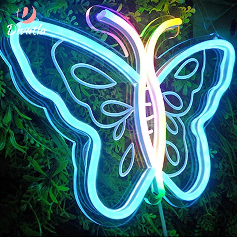 DIVATLA personalización mariposa dulce jardín fiesta ambiente decoración impermeable acrílico Led luz neón signo