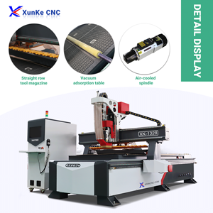 Xunke, nuevo modelo, 3 ejes, 1328/1325, enrutador CNC de anidación, fabricación de muebles de madera atc, 16 knvies, cambio automático, máquina enrutadora de madera CNC ATC