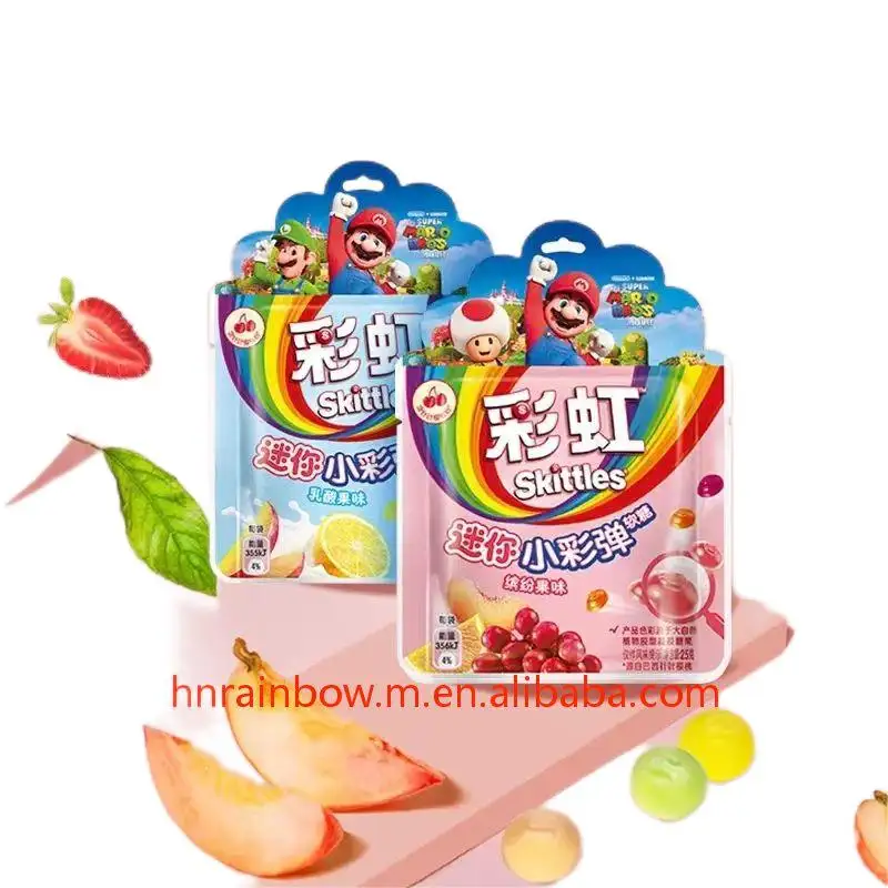 Venta al por mayor Mini Pack 25g para niños de alta calidad Exotic Candy Mix Fruit Flavored Gummy dulces bocadillos exóticos dulces