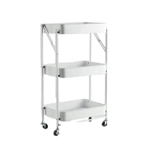 <strong>Low</strong> Moq 3-tier Multi-purpose Slide Storage Foldable Rolling Cart With Wheels Hand Carts &amp; <strong>Trolleys</strong> Available in Multiple Colors - Product Image 1
