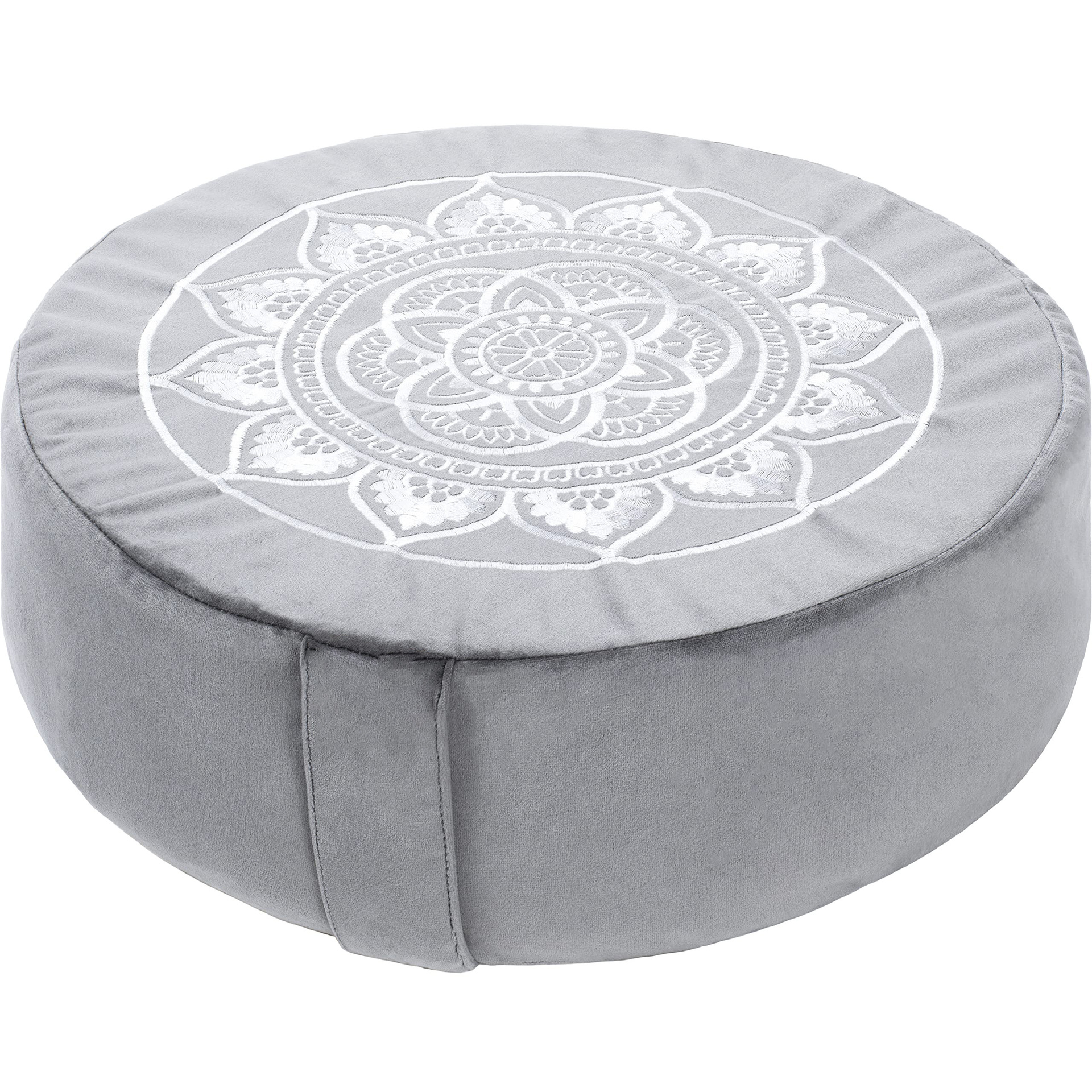 Round gray yoga cushion