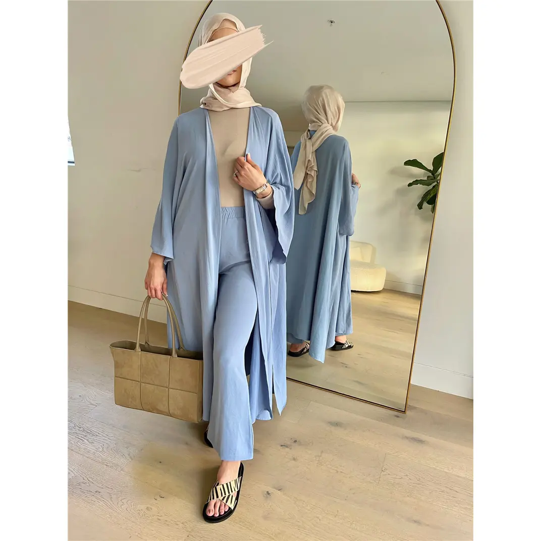 SIPO प्लस आकार महिलाओं के सूट मुस्लिम इस्लामी कपड़े आकस्मिक सेट मामूली पहनने लोचदार कमर पैंट ठोस रंग सुरुचिपूर्ण देवियों baju