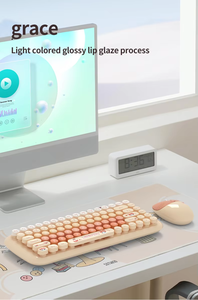 厂家供应可爱复古七彩2.4GHz无线键盘鼠标组合套USB接口桌面使用 - Product Image 5
