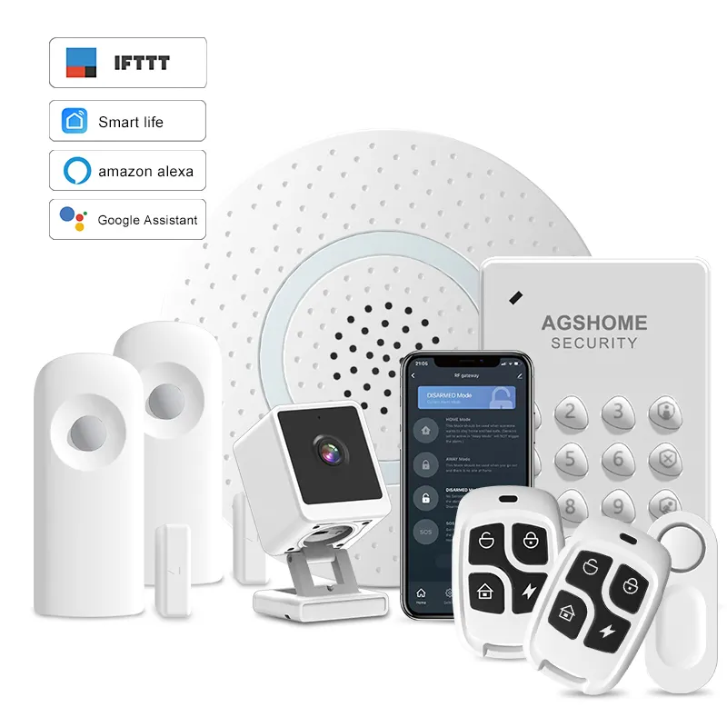 Sistema de alarma WiFi para el hogar, sistema de seguridad inteligente, kit de alerta WiFi, bricolaje, venta de fábrica, alertas de aplicaciones, cámara de seguridad