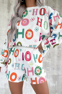 יקר-מאהב לבן הו הו חג המולד אופנה הדפסה 2 יח 'מיני Loungewear נשים - Product Image 5
