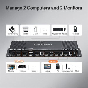 TESmart ESKTOP-Conmutador KVM HDMI, 4x1 HDCP2.2, monitor compartido con salida de audio USB 2,0 L/R, conmutador KVM 4x1, 4 unidades - Product Image 3