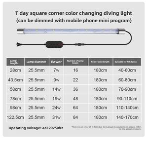 High Power 60 Zoll Intelligentes Tauch-LED-Aquarium licht Chinesisches Produkt zubehör