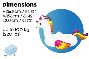 Einhorn PVC Aufblasbarer Pool Float Magisches Design für Sommers paß mit Kindern und Erwachsenen