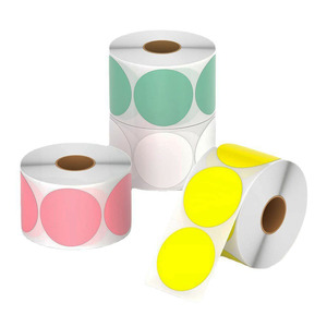 Custom Bright <strong>Red</strong> Round <strong>Color</strong> <strong>Coding</strong> Circle Dot Labels on a Roll Semi-Gloss Diameter Sticker Removable - Product Image 2