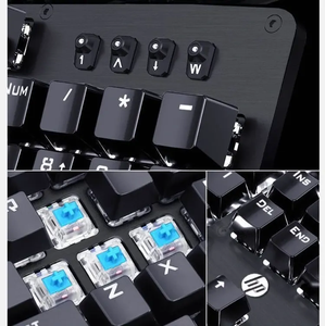 Teclado mecánico HP GK100F para ordenador PC 104 teclas interruptor azul retroiluminación USB teclados para juegos con cable - Product Image 6