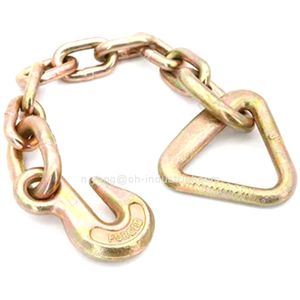 Cadena de EE. UU. con anillo Delta y gancho de agarre cada uno en un extremo G70 Cadena de encuadernación de transporte Cadena de registro galvanizada de 3/8" - Product Image 4